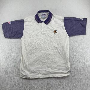 Vintage Starter Minnesota Vikings Polo Mens Medium White Purple NFL Pro Line